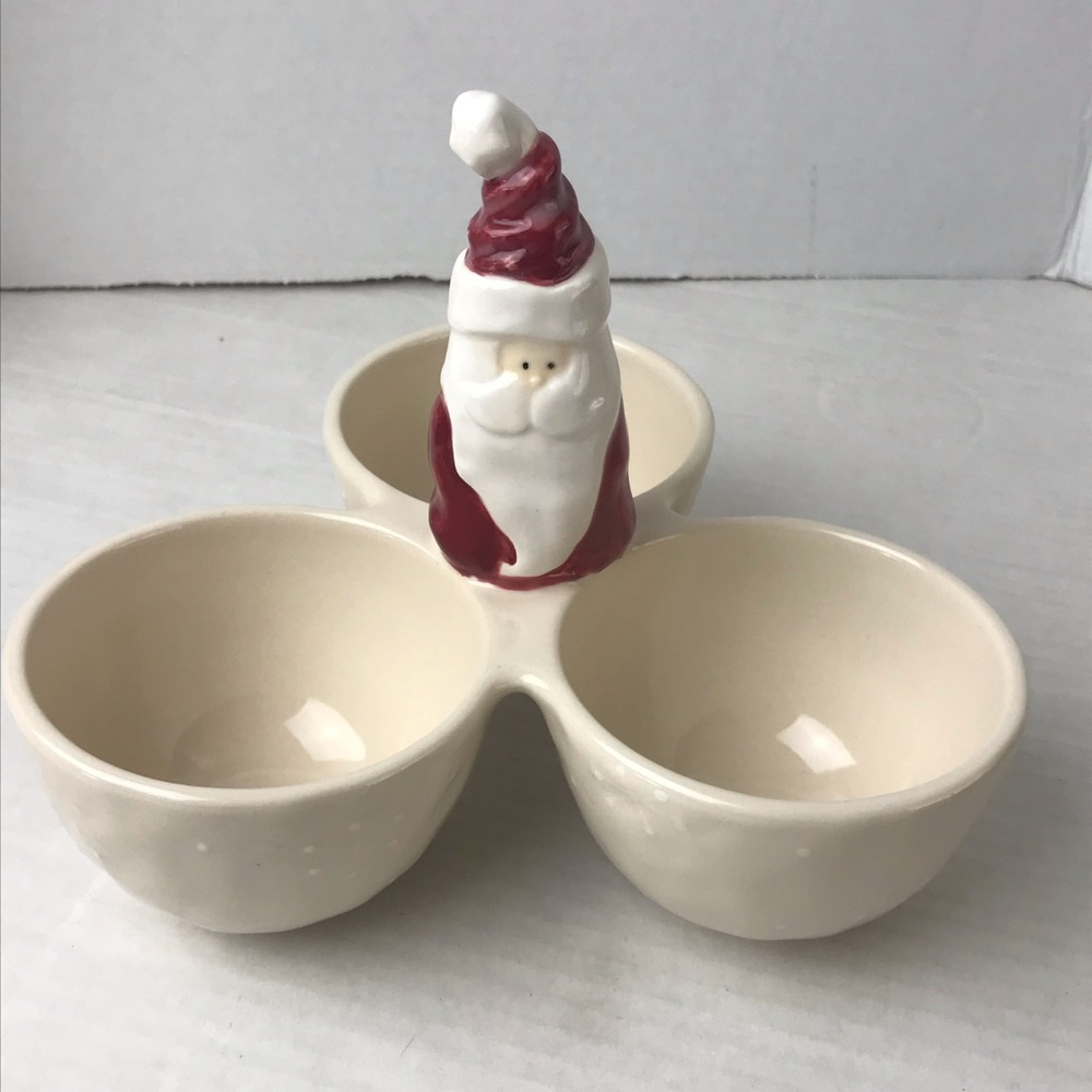 BELLA CASA BY GANZ Ceramic Divided Serving Relish Bowl Tray with Santa Design